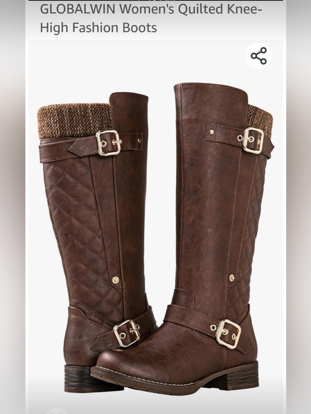 Global Win Women's 8.5 Quilted Knee High Fashion Boots